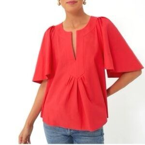 TUCKERNUCK Pomander Place Red Finley Flutter Sleeve Top Women’s XXL Cotton